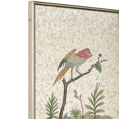 Hand-painted Antiqued Mirrored Bird Canvas Art