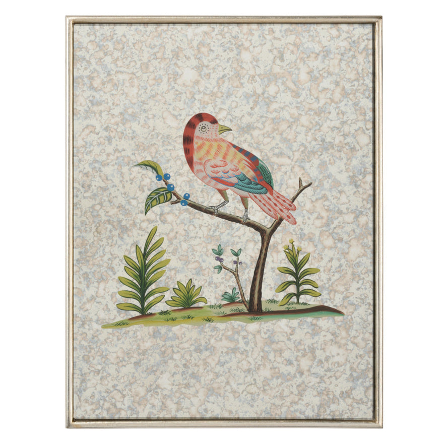 Chelsea House Hand-painted Antiqued Mirrored Bird Canvas Art