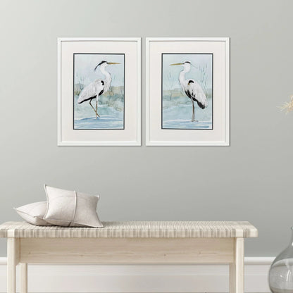 Heron on Blue Blue Framed Wall Art 2PC -- view 2
