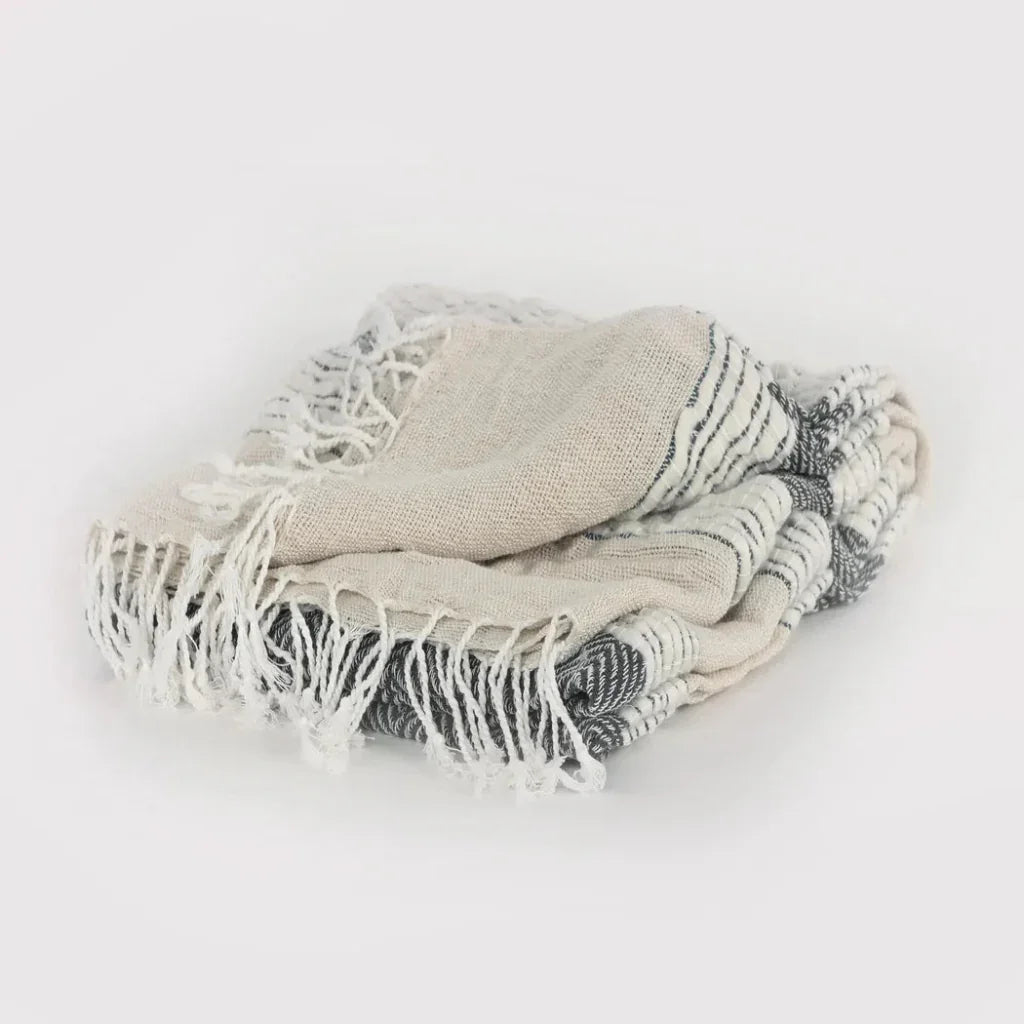 Hilda Soft Cotton Throw Blanket With Fringe - LOOMLAN - LOOMLAN - Throw Blankets
