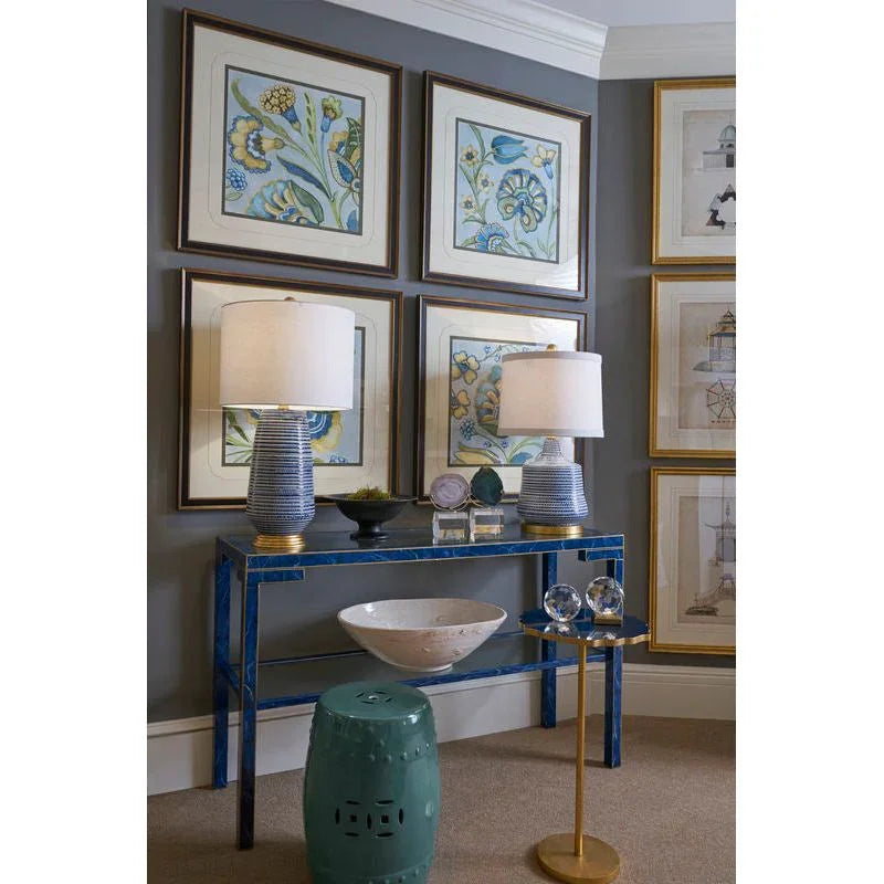 Hive Drum Shade Antique Gold Leaf Base Table Lamp - LOOMLAN - Chelsea House - Table Lamps