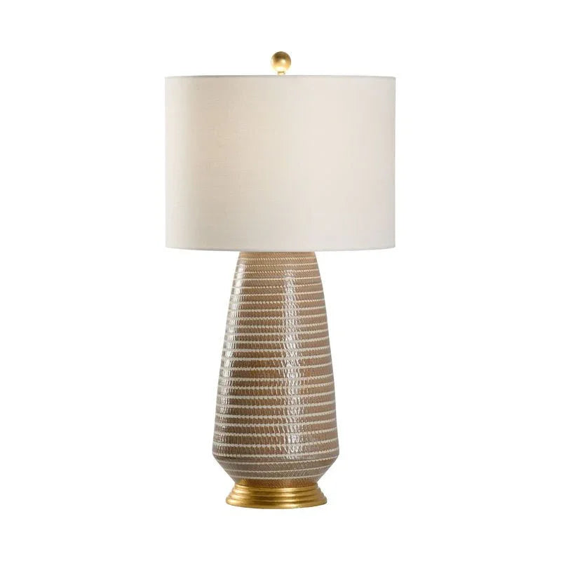 Hive Drum Shade Antique Gold Leaf Base Table Lamp - LOOMLAN - Chelsea House - Table Lamps