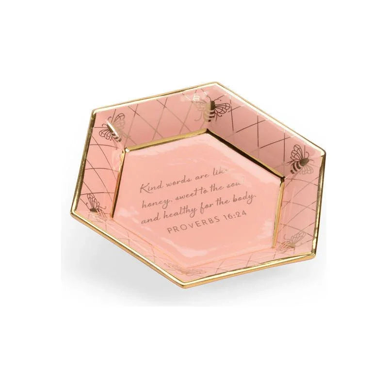 Honeycomb Bee Verse Ceramic Plate - LOOMLAN - Chelsea House - Boxes & Bowls