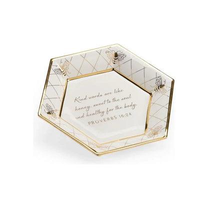 Honeycomb Bee Verse Ceramic Plate - LOOMLAN - Chelsea House - Boxes & Bowls