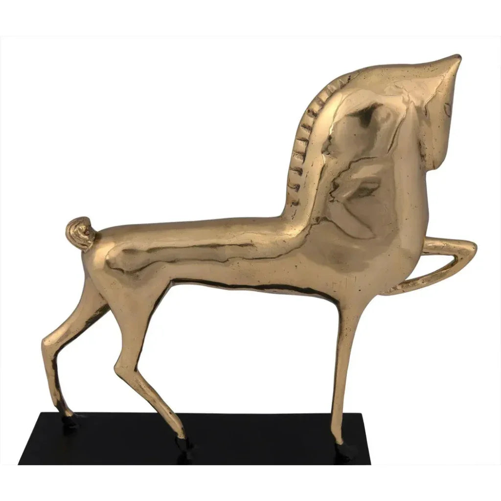 Horse On Stand Antique Brass Sculpture - LOOMLAN - Noir - Statues & Sculptures