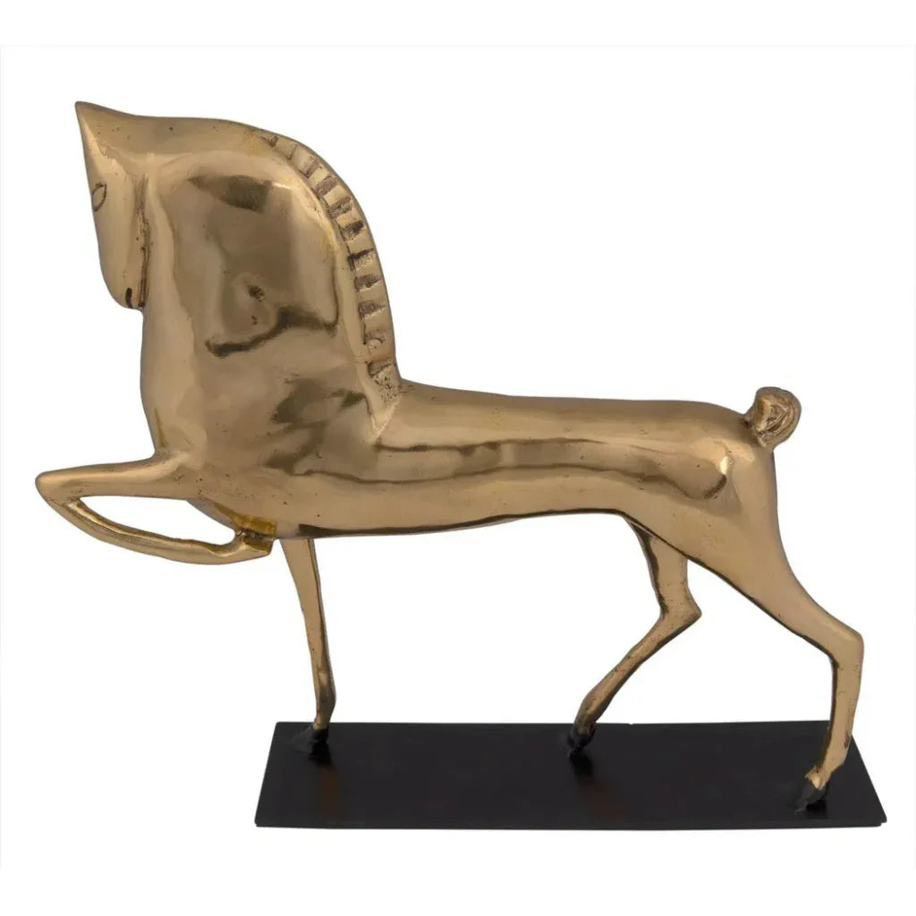 Horse On Stand Antique Brass Sculpture - LOOMLAN - Noir - Statues & Sculptures