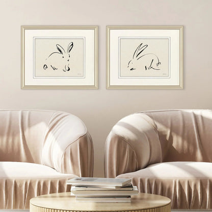 Illustrative Bunny Beige Canvas Art 2PC