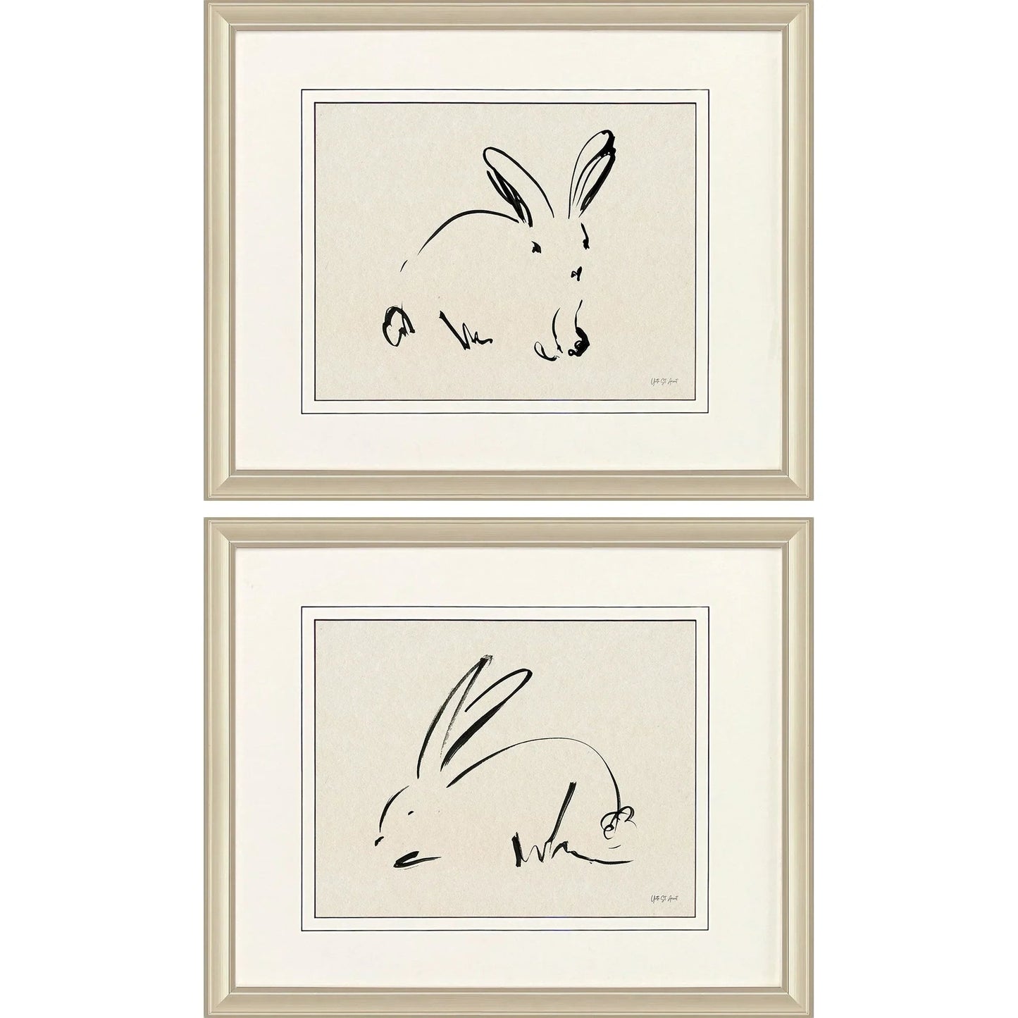 Illustrative Bunny Beige Canvas Art 2PC