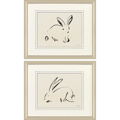 Illustrative Bunny Beige Canvas Art 2PC