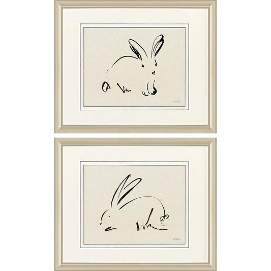 Illustrative Bunny Beige Canvas Art 2PC