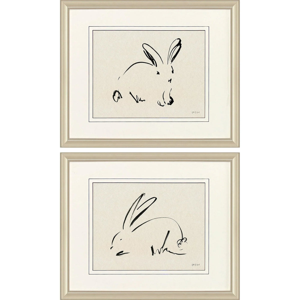 Illustrative Bunny Framed Wall Art 2PC