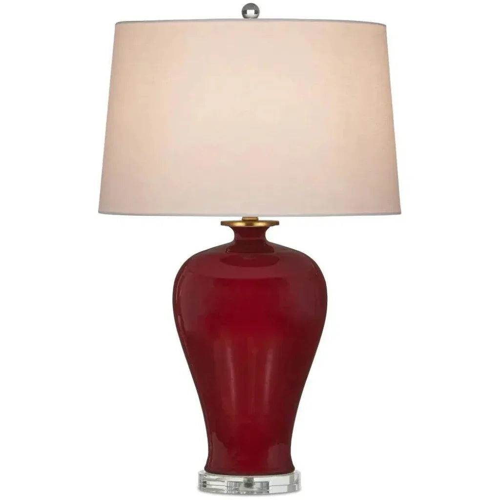 Imperial Porcelain and Metal Red Table Lamp - LOOMLAN - Currey & Co - Table Lamps