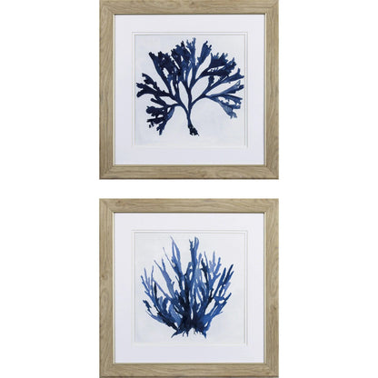Indigo Coral A Blue Canvas Art 2PC