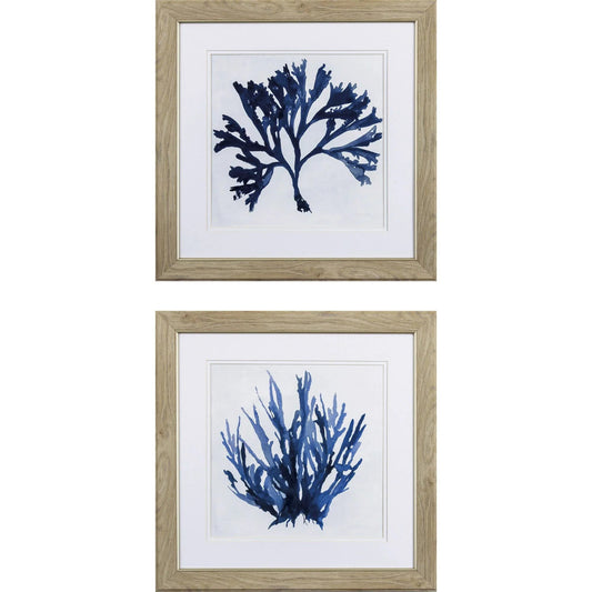 Indigo Coral A Blue Canvas Art 2PC