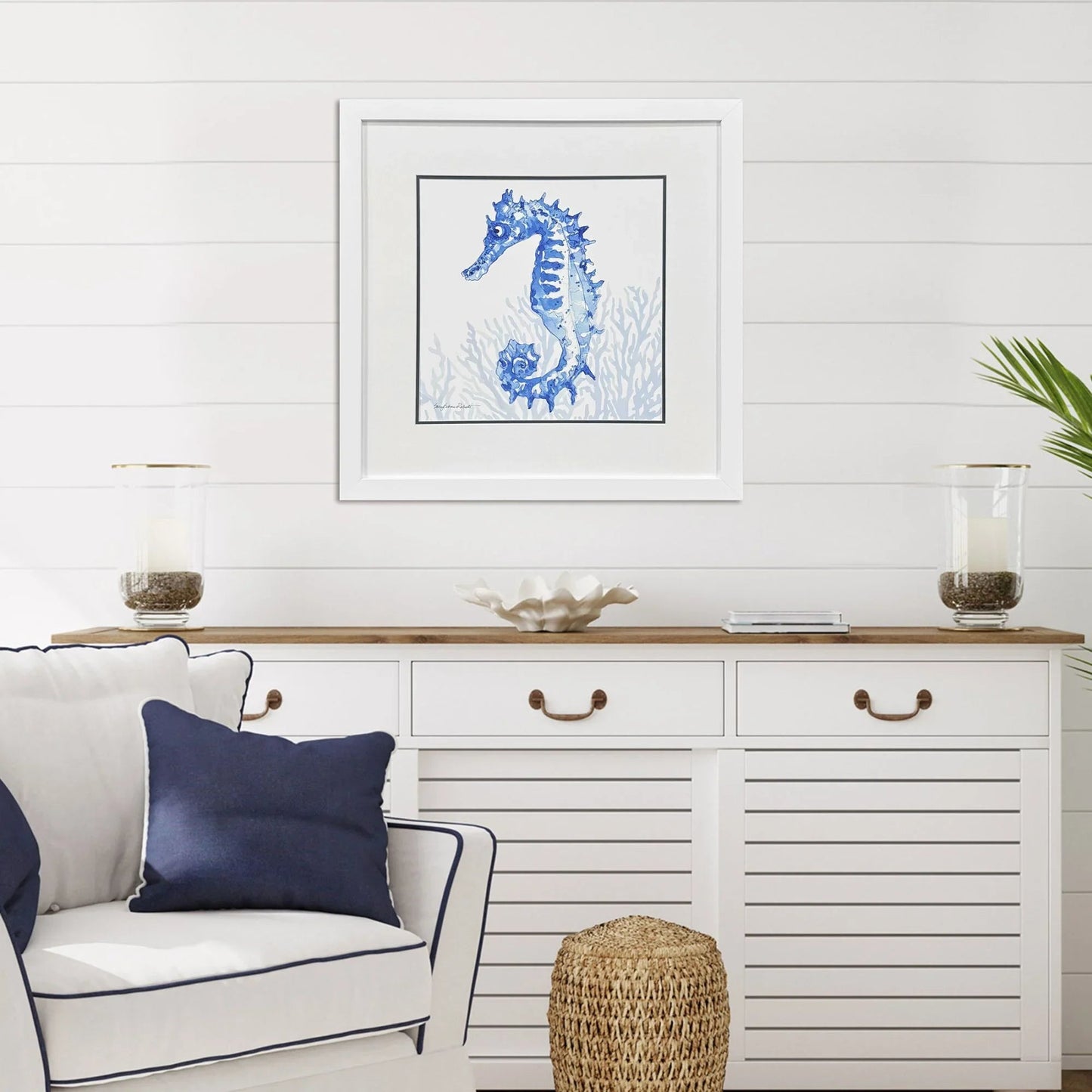 Indigo Ocean Glass Front Blue Canvas Art
