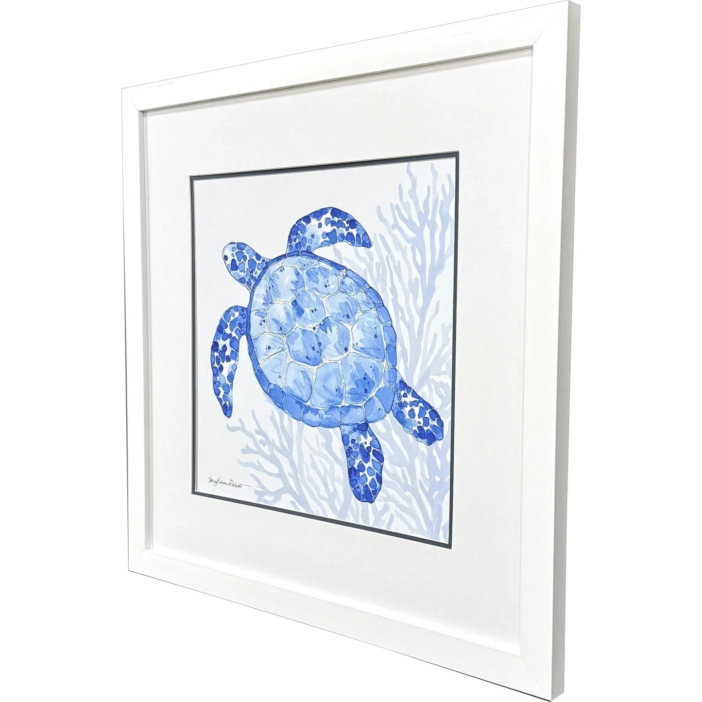 Indigo Ocean Glass Front Blue Canvas Art