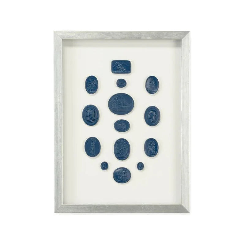 Intaglios In Blue Striking Design Artwork-Framed Wall Art-Chelsea House-Intaglios I-LOOMLAN