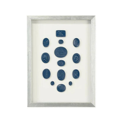 Intaglios In Blue Striking Design Artwork-Framed Wall Art-Chelsea House-Intaglios I-LOOMLAN