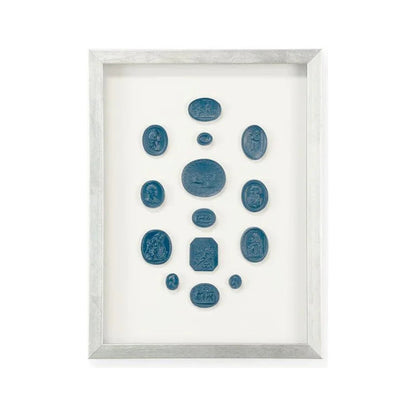 Intaglios In Blue Striking Design Artwork-Framed Wall Art-Chelsea House-Intaglios II-LOOMLAN