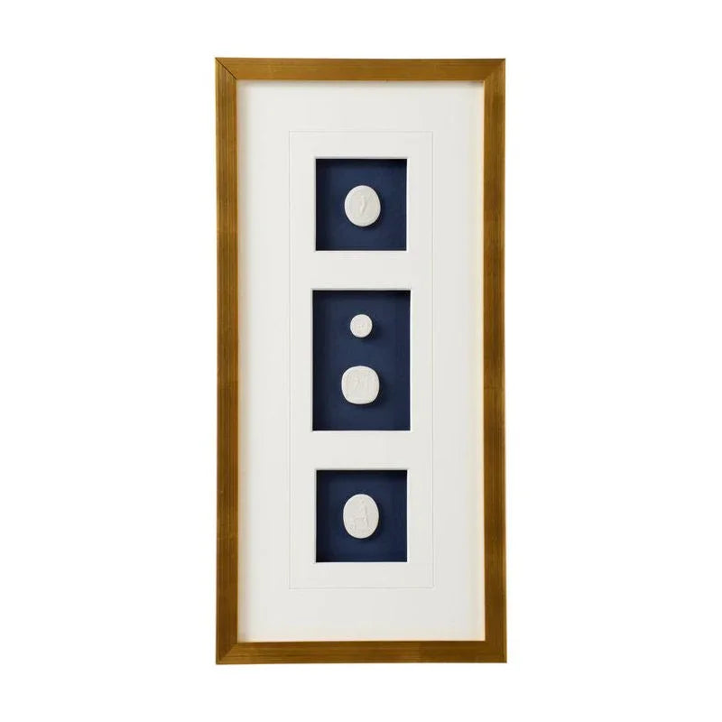 Intaglios On Navy Golden Framed Artwork-Framed Wall Art-Chelsea House-Navy IV-Rectangle-LOOMLAN