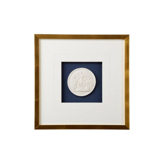 Intaglios On Navy Golden Framed Artwork-Framed Wall Art-Chelsea House-Navy V-Square-LOOMLAN