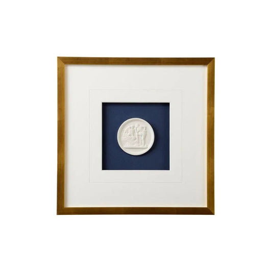 Intaglios On Navy Golden Framed Artwork-Framed Wall Art-Chelsea House-Navy VI-Square-LOOMLAN