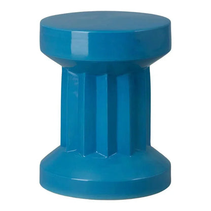 Intrepit 18 in. Round Turquoise Ceramic Garden Stool-Garden Stools-Emissary-LOOMLAN