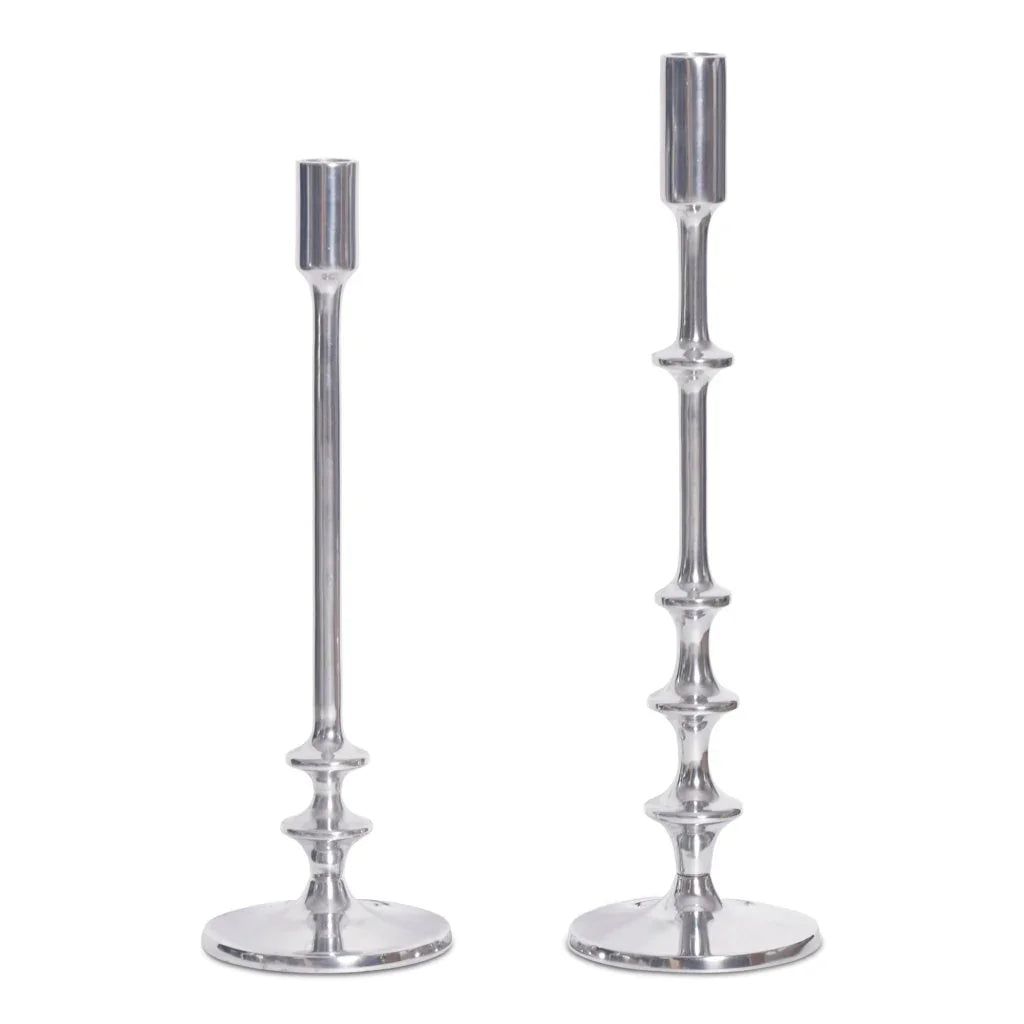 Irie Aluminum Silver Candle Holders (Set Of 2) - LOOMLAN - Moe's Home - Candle Holders
