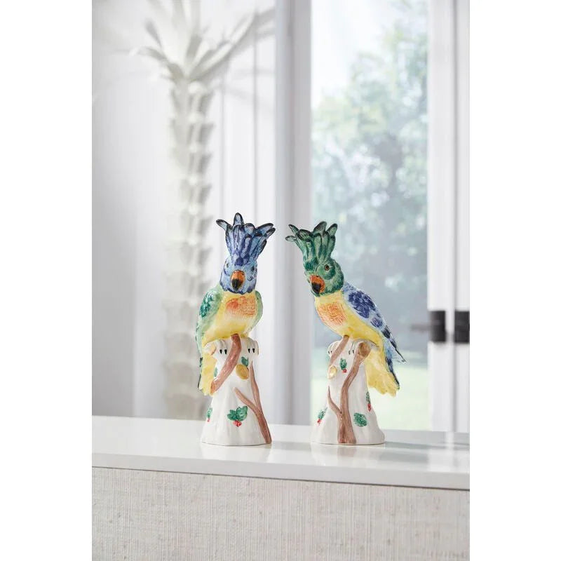 Italian Ceramic Made Hope Parrot Sculpture (Pr) - LOOMLAN - Chelsea House - Statues & Sculptures