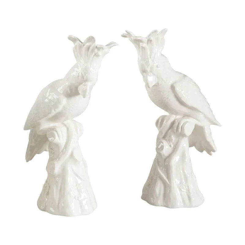 Italian Ceramic Made Hope Parrot Sculpture (Pr) - LOOMLAN - Chelsea House - Statues & Sculptures