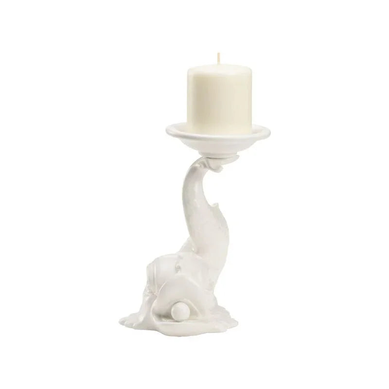 Italian Renaissance Ceramic Dolphin Candleholder - LOOMLAN - Wildwood - Candle Holders