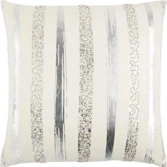 Ivory Jill Silver Or Gold Metallic Throw Pillow - LOOMLAN - LOOMLAN - Throw Pillows