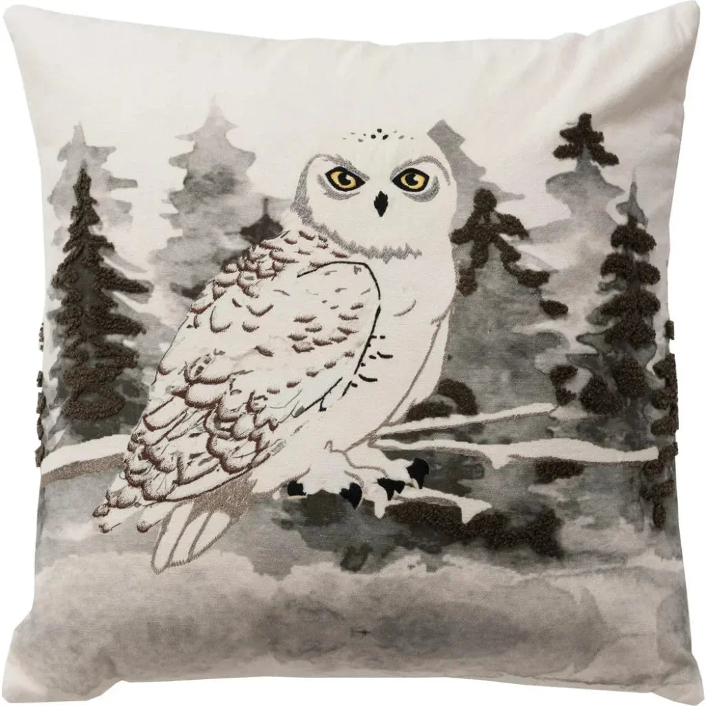 LOOMLAN Jade Owl Decorative Throw Pillow Down Insert