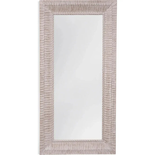 Janelle Wood White & Brown Vertical Floor Mirror-Floor Mirrors-Bassett Mirror-LOOMLAN