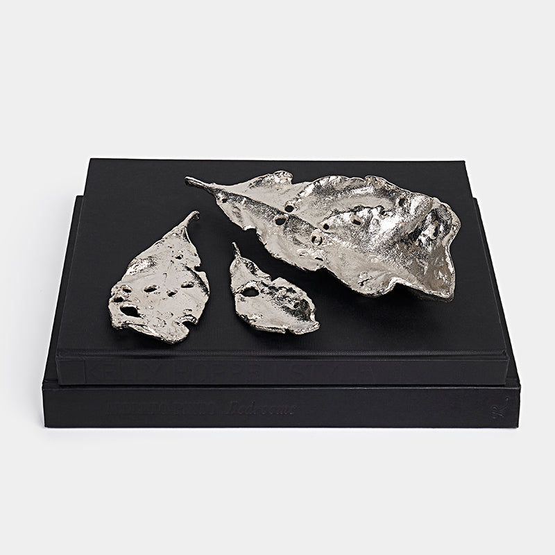 Jaxon Shiny Silver Leaves Sculpture