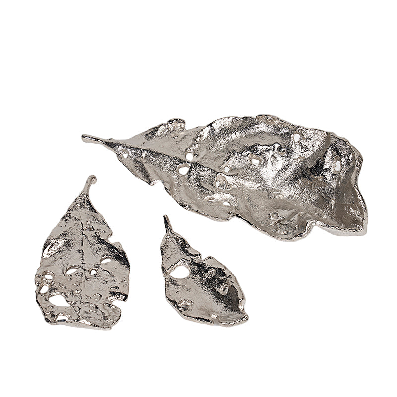 Jaxon Shiny Silver Leaves Sculpture