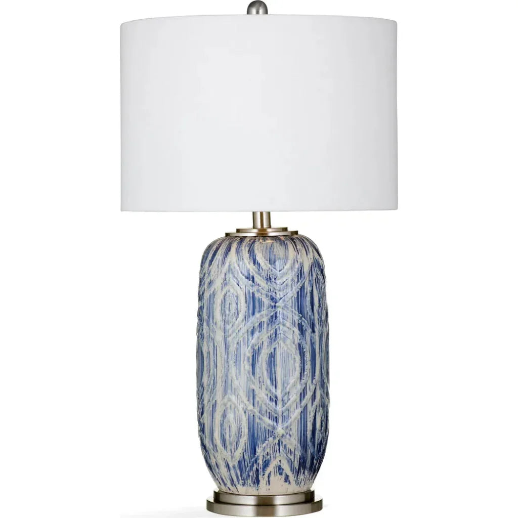 Jeers Ceramic and Metal Blue Table Lamp - LOOMLAN - Bassett Mirror - Table Lamps