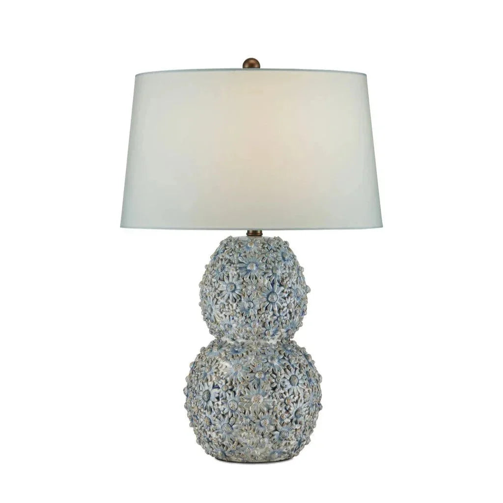 Jessamine Blue Ceramic Floral Table Lamp - LOOMLAN - Currey & Co - Table Lamps