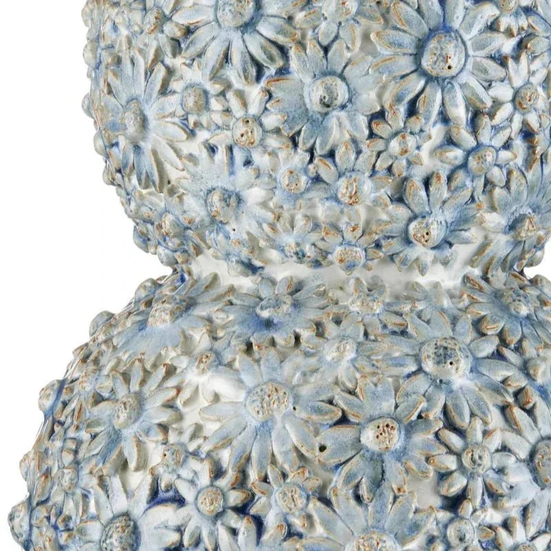 Jessamine Blue Ceramic Floral Table Lamp - LOOMLAN - Currey & Co - Table Lamps