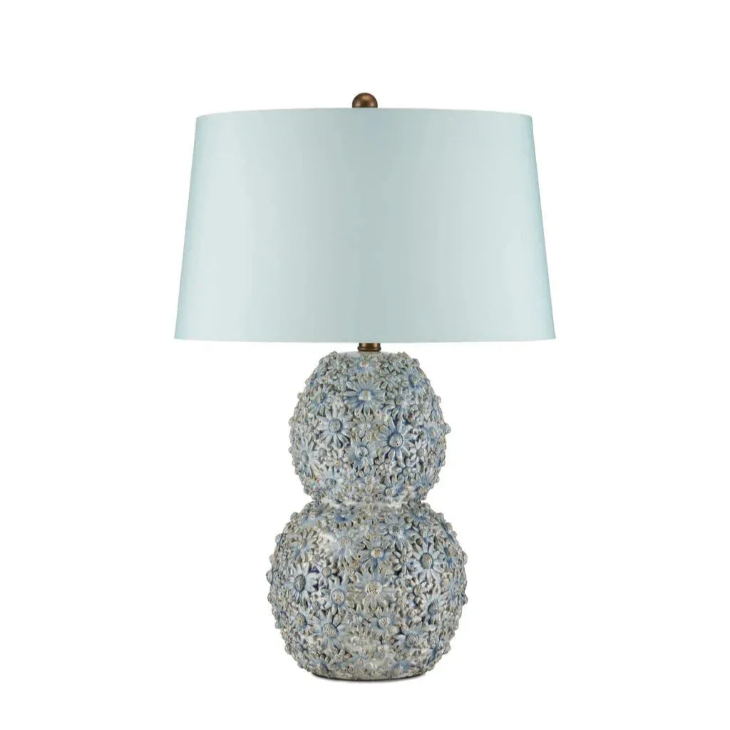 Jessamine Blue Ceramic Floral Table Lamp - LOOMLAN - Currey & Co - Table Lamps
