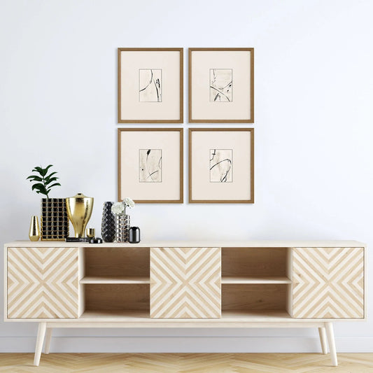 Jete Wood Frame Black Canvas Art 4PC