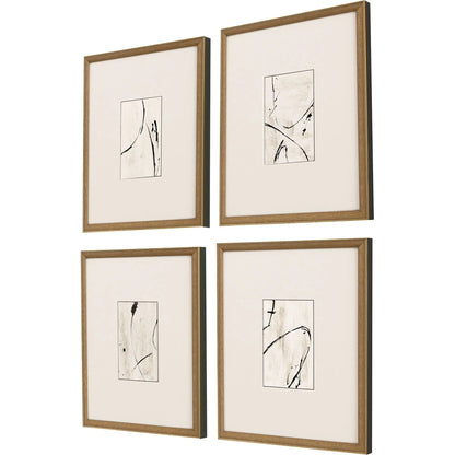 Jete Wood Frame Black Canvas Art 4PC