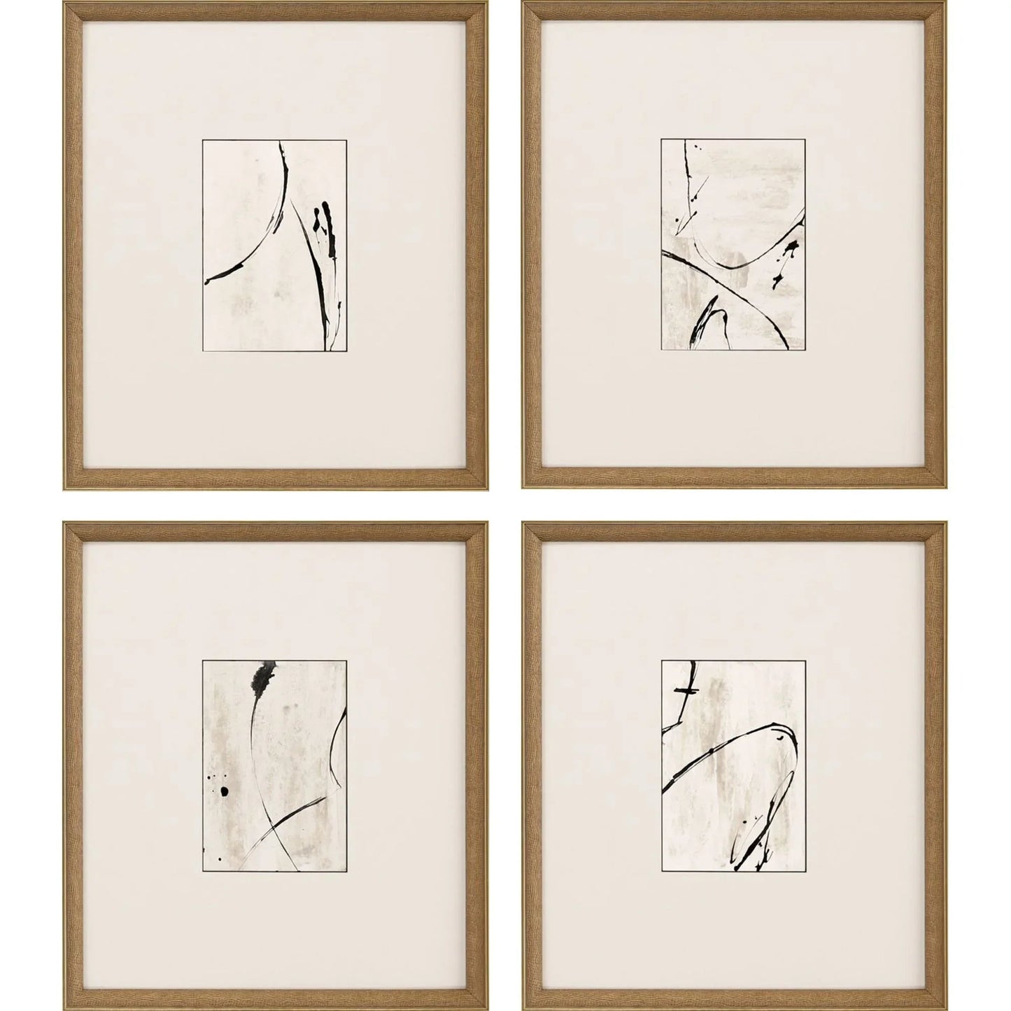 Jete Wood Frame Black Canvas Art 4PC