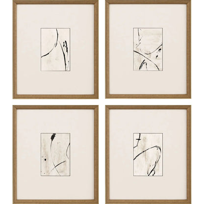 Jete Wood Frame Black Canvas Art 4PC