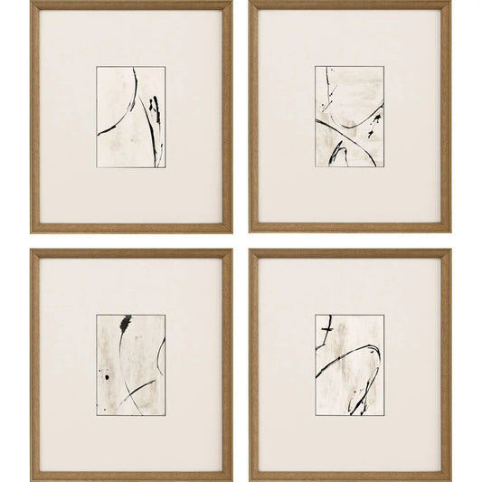 Jete Wood Frame Black Canvas Art 4PC