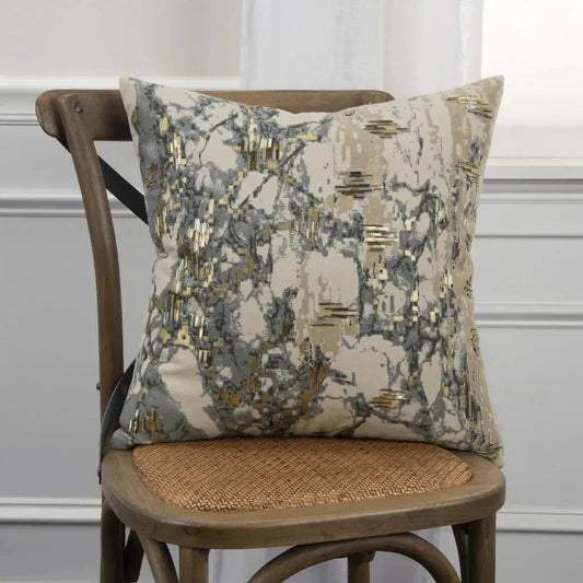 Jimmy Gray & Gold Pillow With Insert - LOOMLAN - LOOMLAN - Throw Pillows