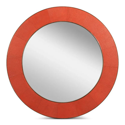 Judith Leather Warpped Round Wall Mirror - LOOMLAN - Sarreid - Wall Mirrors