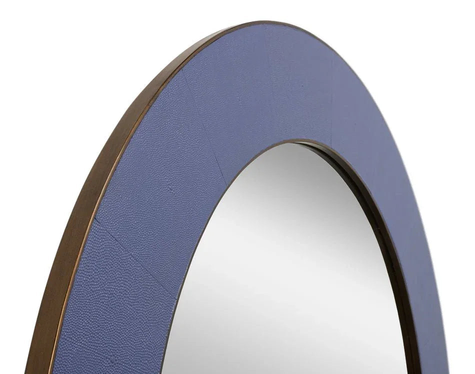 Judith Leather Warpped Round Wall Mirror - LOOMLAN - Sarreid - Wall Mirrors