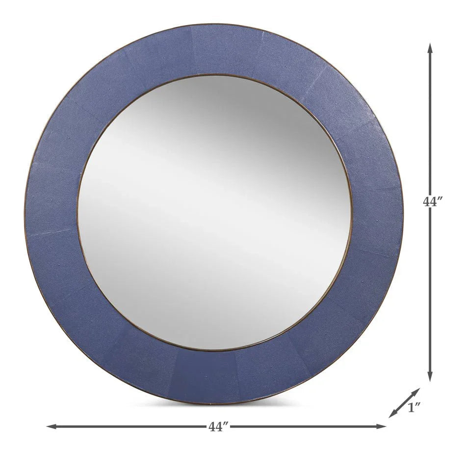 Judith Leather Warpped Round Wall Mirror - LOOMLAN - Sarreid - Wall Mirrors