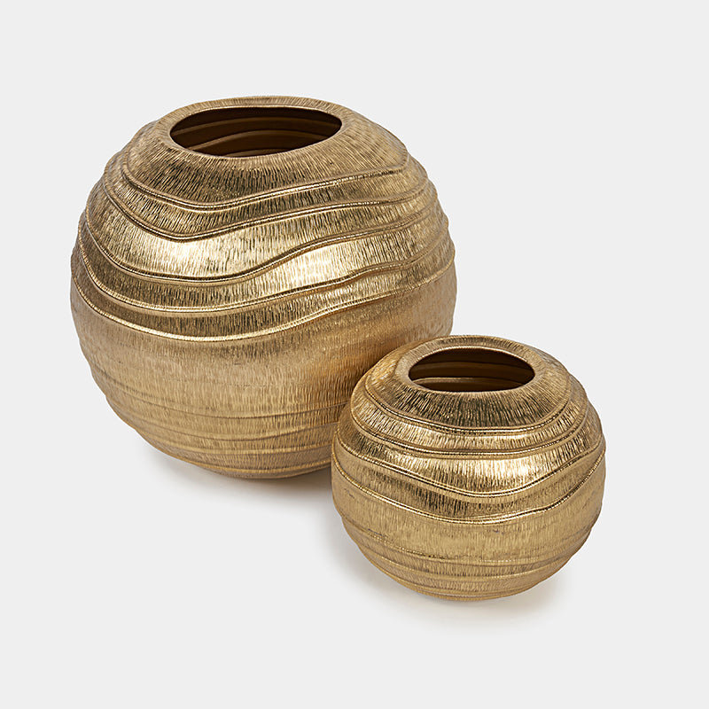 Julian Etched Brass Vase 2PC